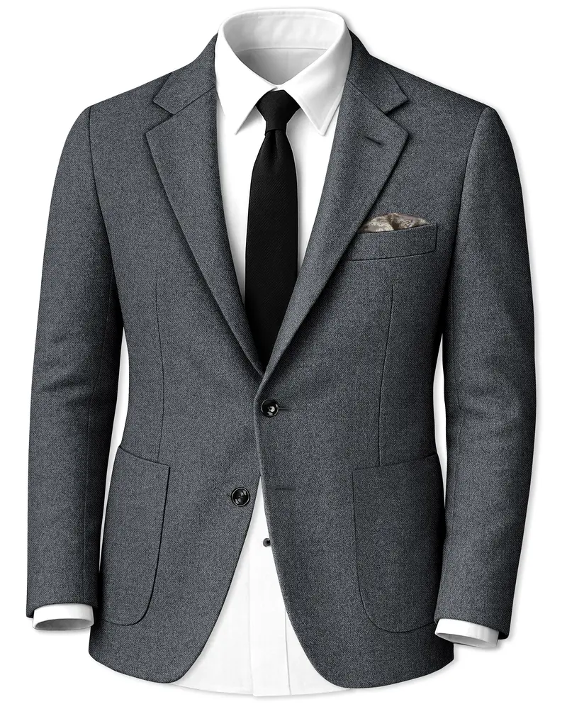 Gravano-Ship Gray Textured Tweed Single Breasted Sports Blazer 1