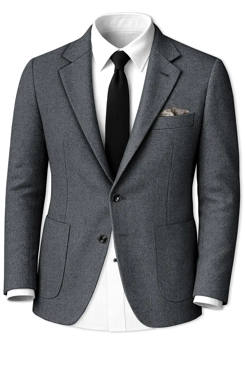 Gravano-Ship Gray Textured Tweed Single Breasted Sports Blazer 2