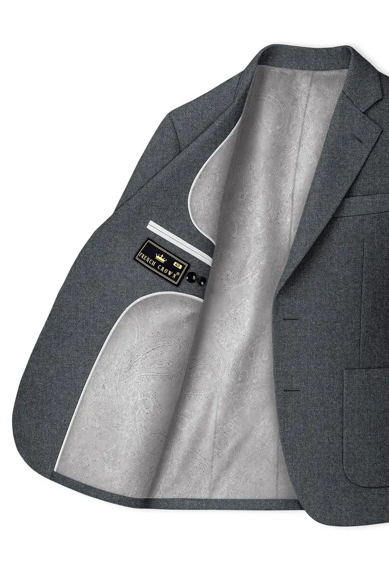 Gravano-Ship Gray Textured Tweed Single Breasted Sports Blazer 5