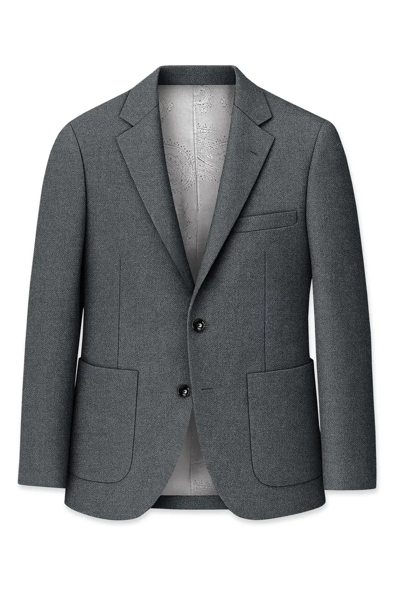Gravano-Ship Gray Textured Tweed Single Breasted Sports Blazer 7