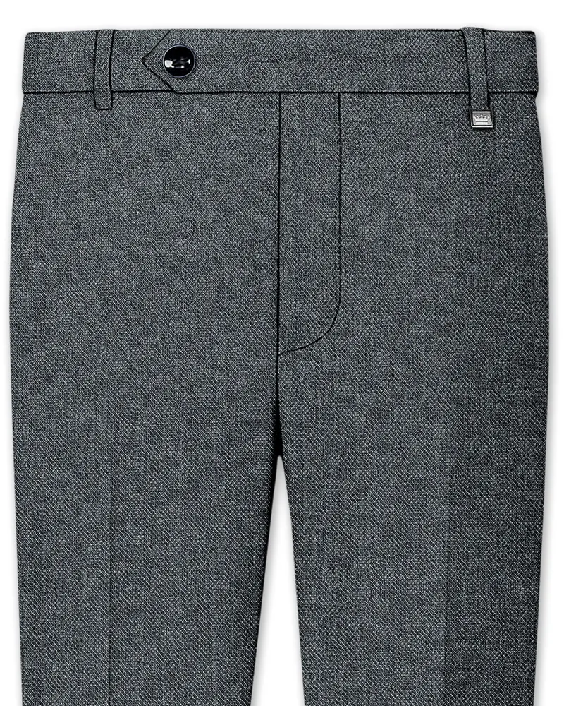 Gravano-Ship Gray Textured Tweed Stretchable Waistband Pant 1