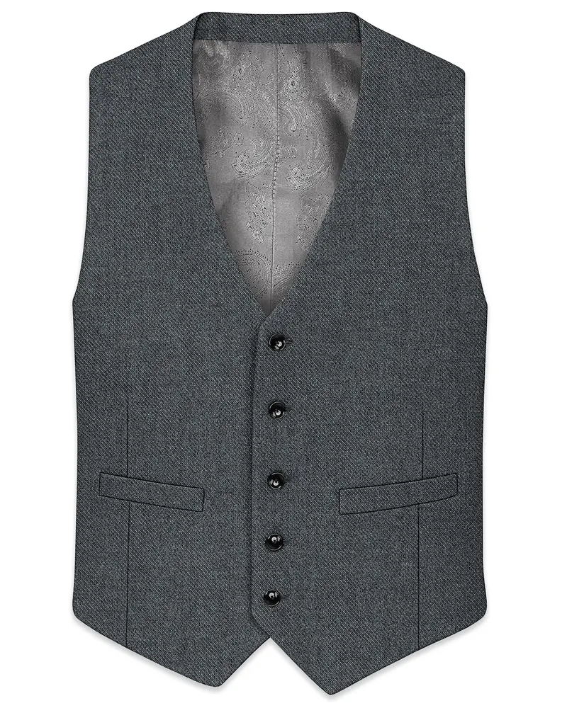 Gravano-Ship Gray Textured Tweed Waistcoat 1
