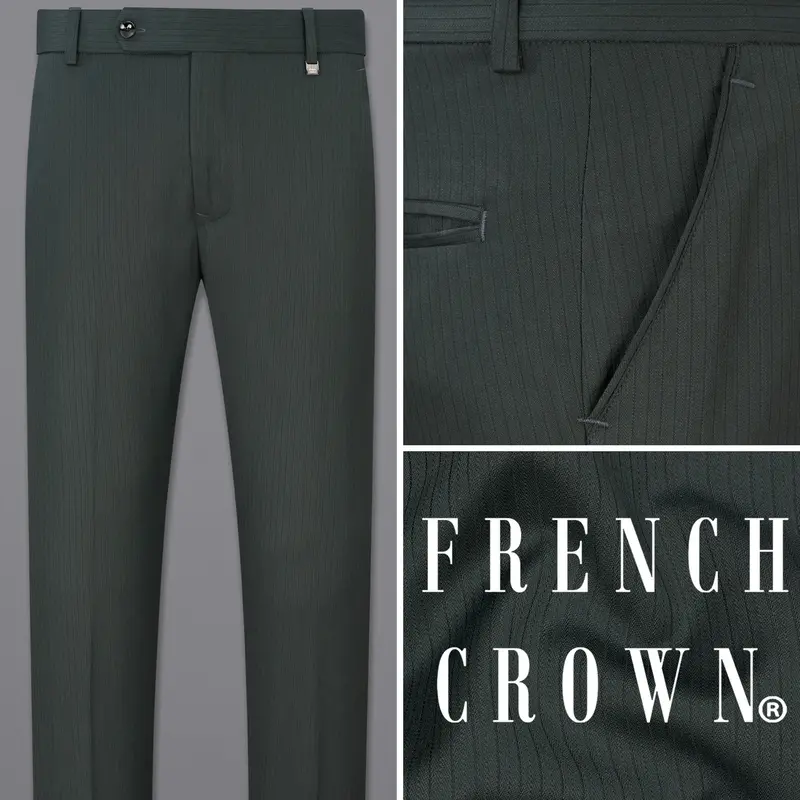 Gravel Dark Green Striped Pant 1