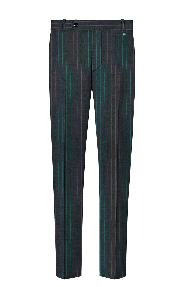 Gravel Gray And Lagoon Blue Striped Wool Rich Double Breasted Suit 13