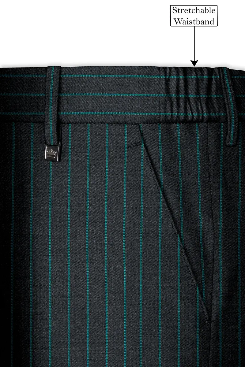 Gravel Gray And Lagoon Blue Striped Wool Rich Double Breasted Suit 15