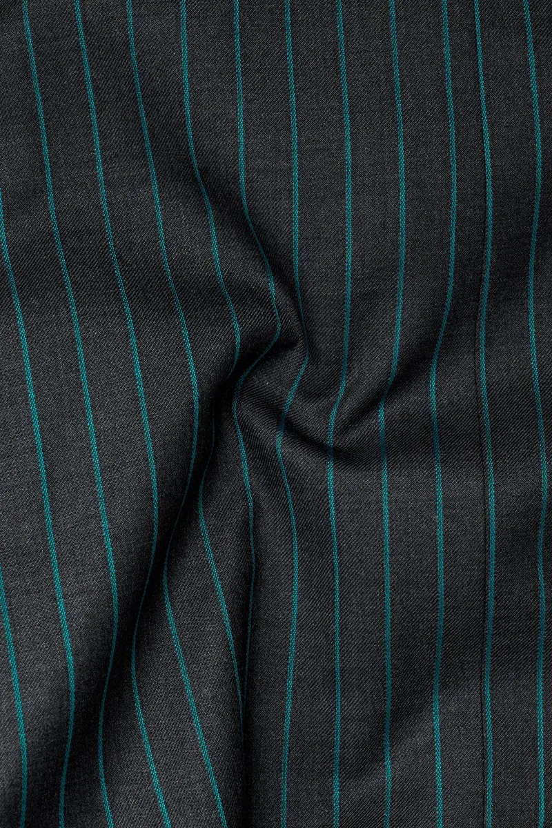 Gravel Gray And Lagoon Blue Striped Wool Rich Double Breasted Suit 3