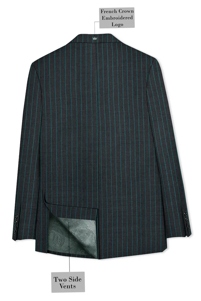 Gravel Gray And Lagoon Blue Striped Wool Rich Double Breasted Suit 9