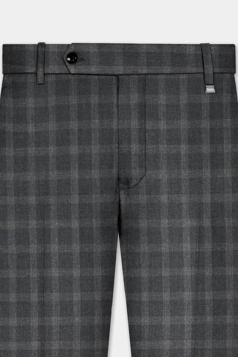 Gravel Gray Checkered Wool Blend Double Breasted Suit 11