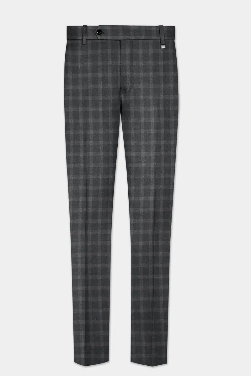 Gravel Gray Checkered Wool Blend Double Breasted Suit 12