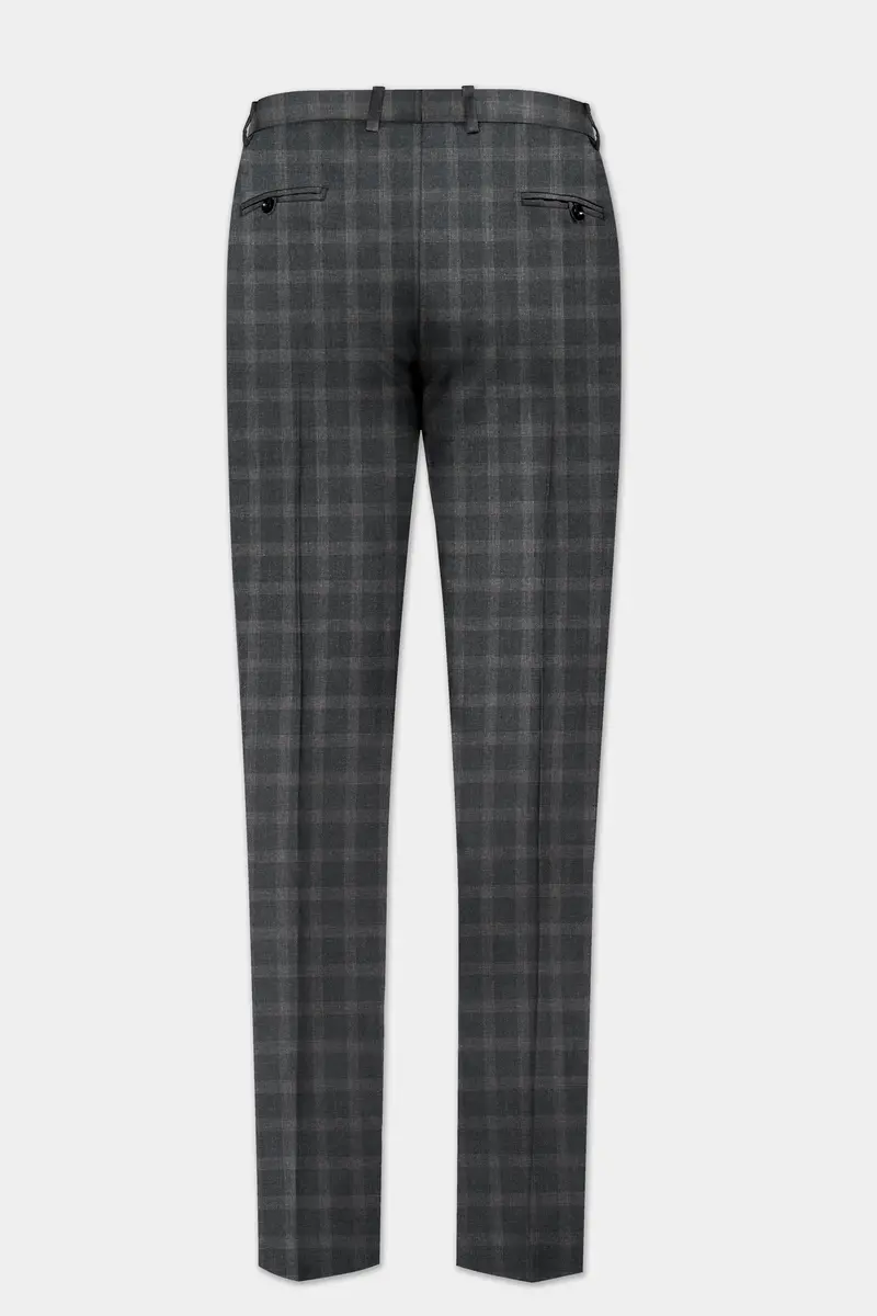 Gravel Gray Checkered Wool Blend Double Breasted Suit 13