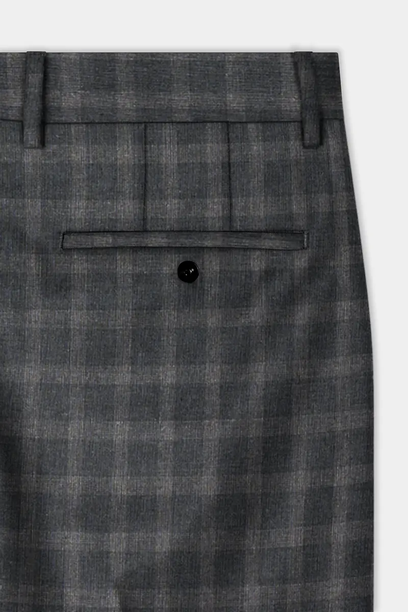 Gravel Gray Checkered Wool Blend Double Breasted Suit 14