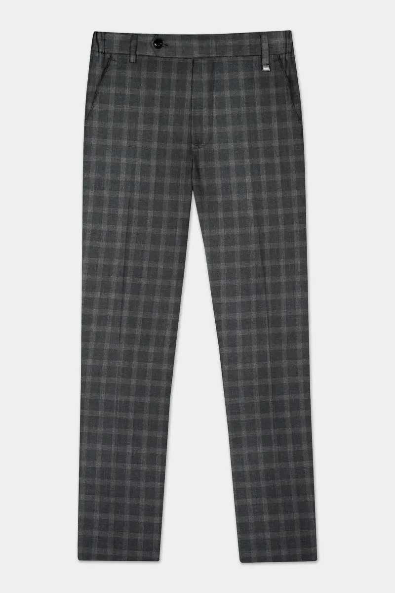Gravel Gray Checkered Wool Blend Double Breasted Suit 15