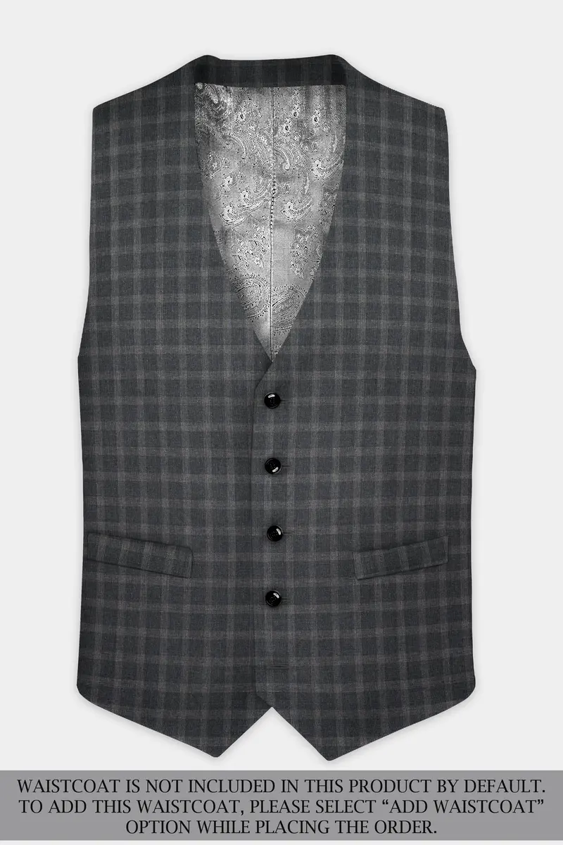 Gravel Gray Checkered Wool Blend Double Breasted Suit 16