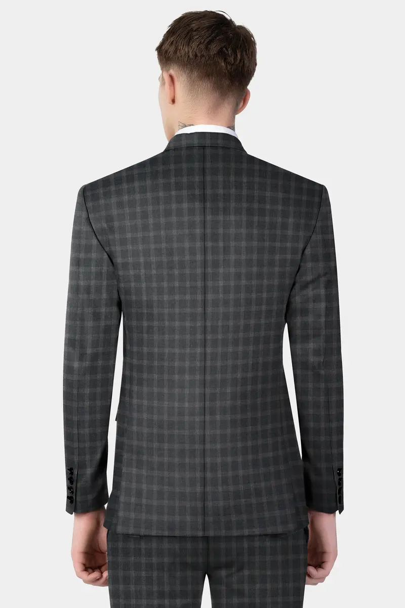 Gravel Gray Checkered Wool Blend Double Breasted Suit 19
