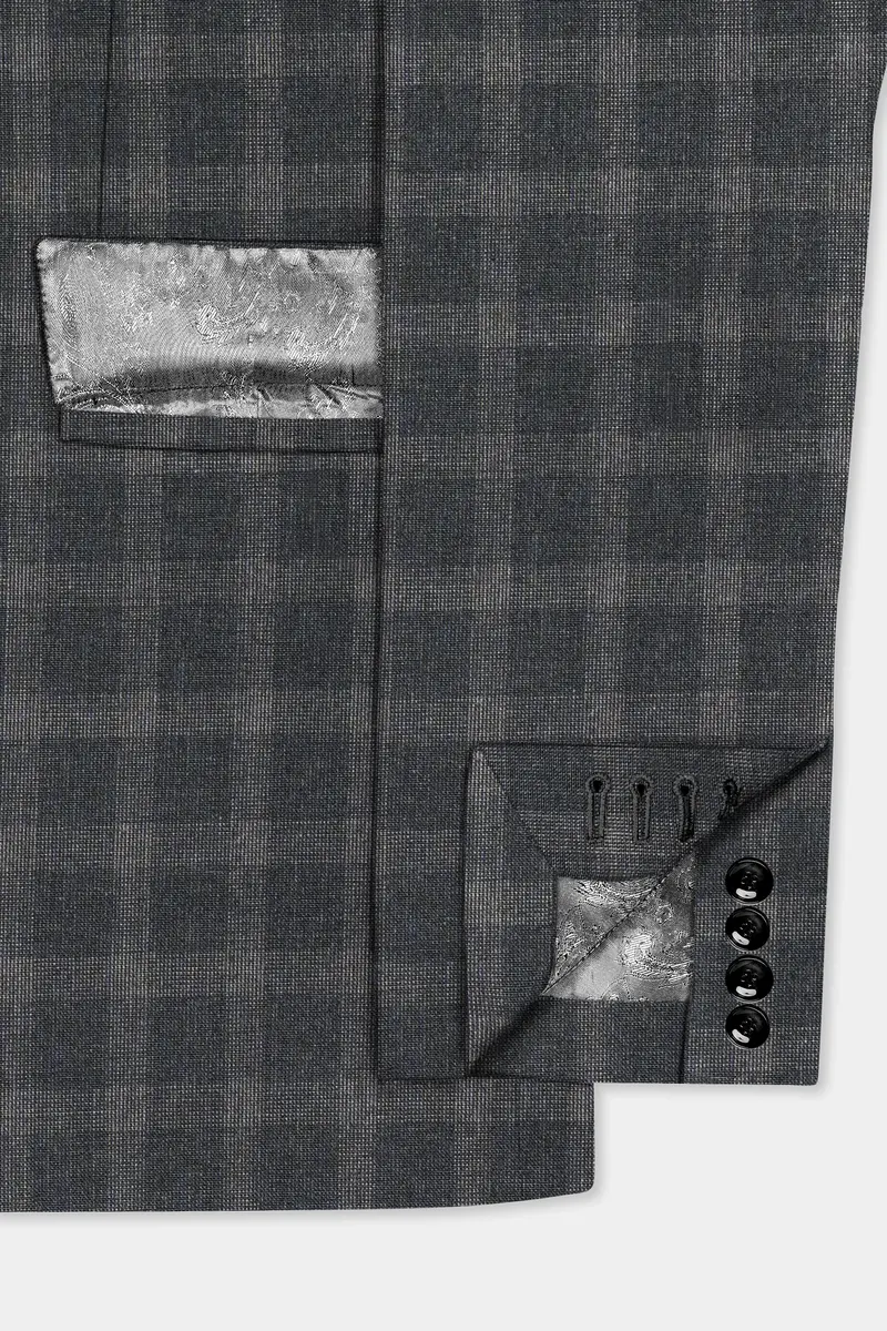 Gravel Gray Checkered Wool Blend Double Breasted Suit 6