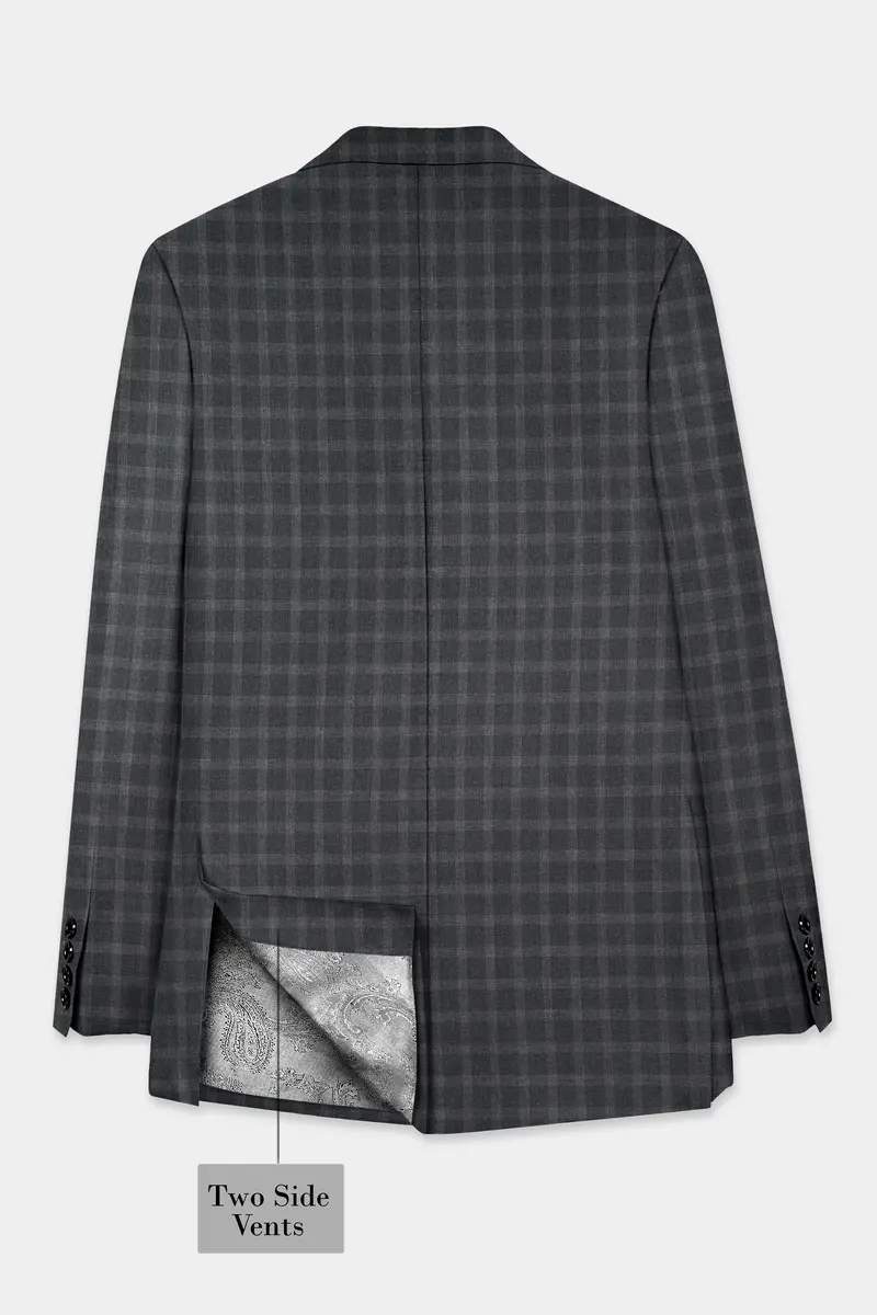 Gravel Gray Checkered Wool Blend Double Breasted Suit 8