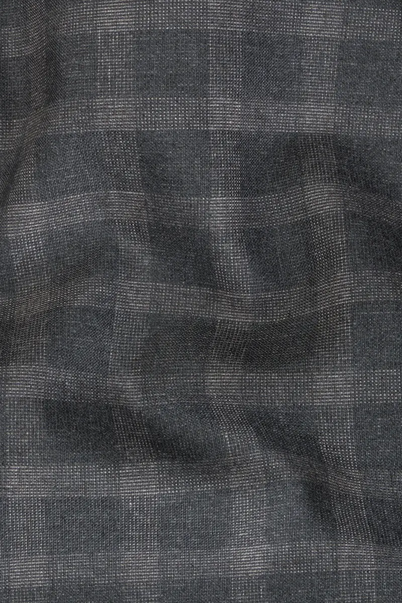 Gravel Gray Checkered Wool Blend Waistcoat 3