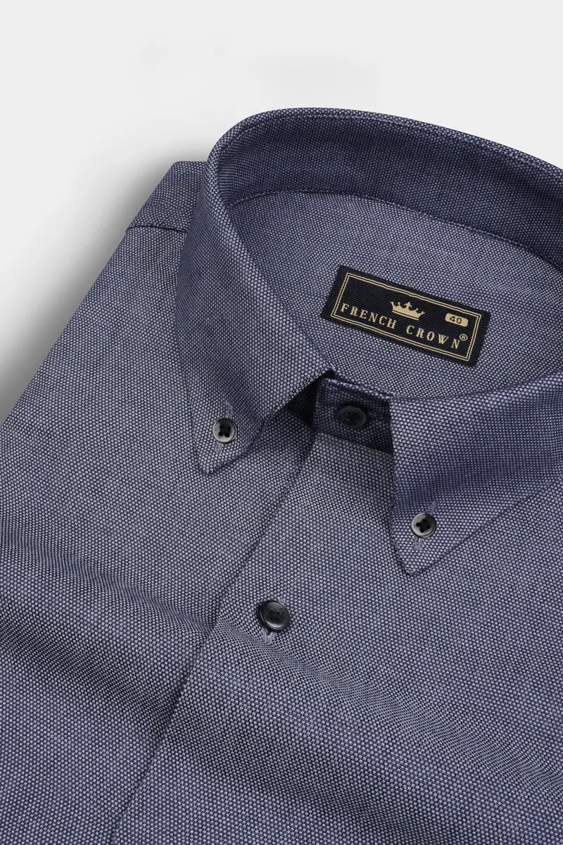 Gravel Gray Dobby Textured Premium Cotton Shirt 1