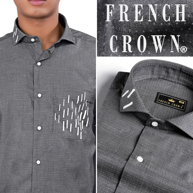 Gravel Gray Hand Painted Twill Premium Cotton Designer Shirt 1