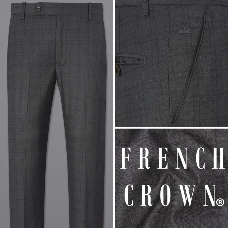 Gravel Gray Plaid  Pant 1