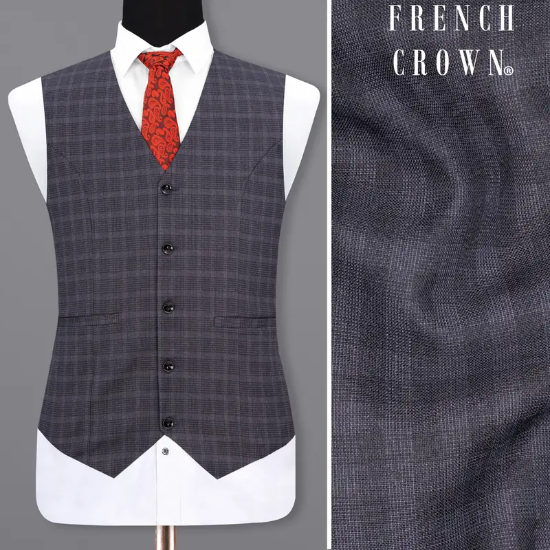 Gravel Gray Plaid Waistcoat 1