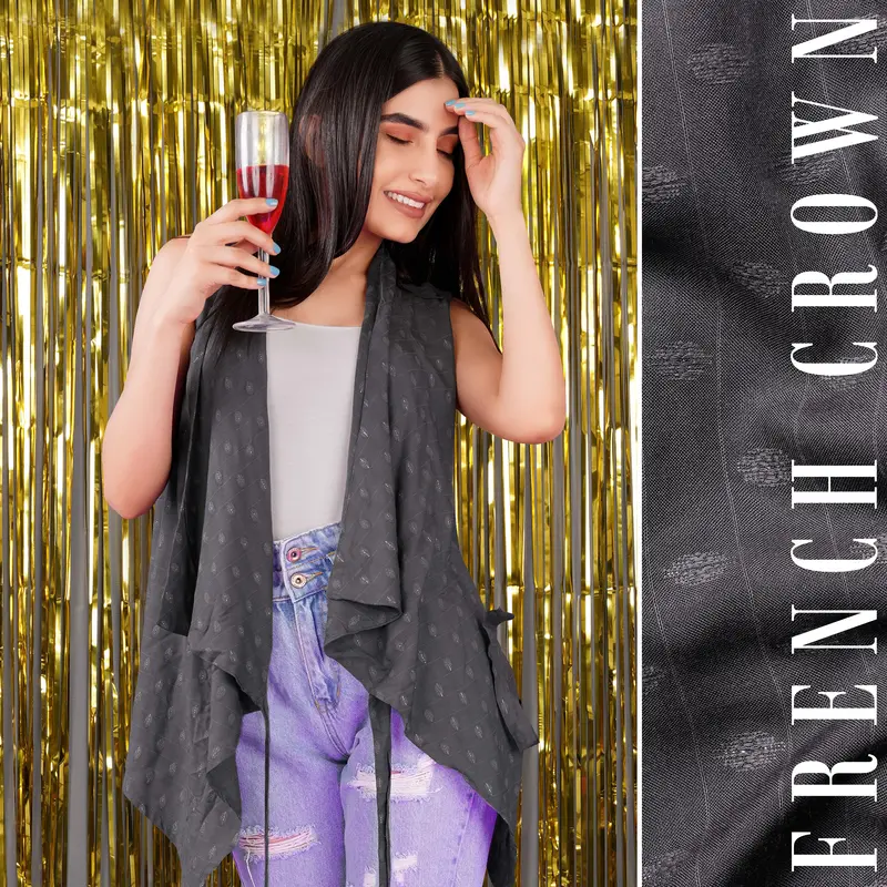 Gravel Gray Printed Viscose Shrug 1