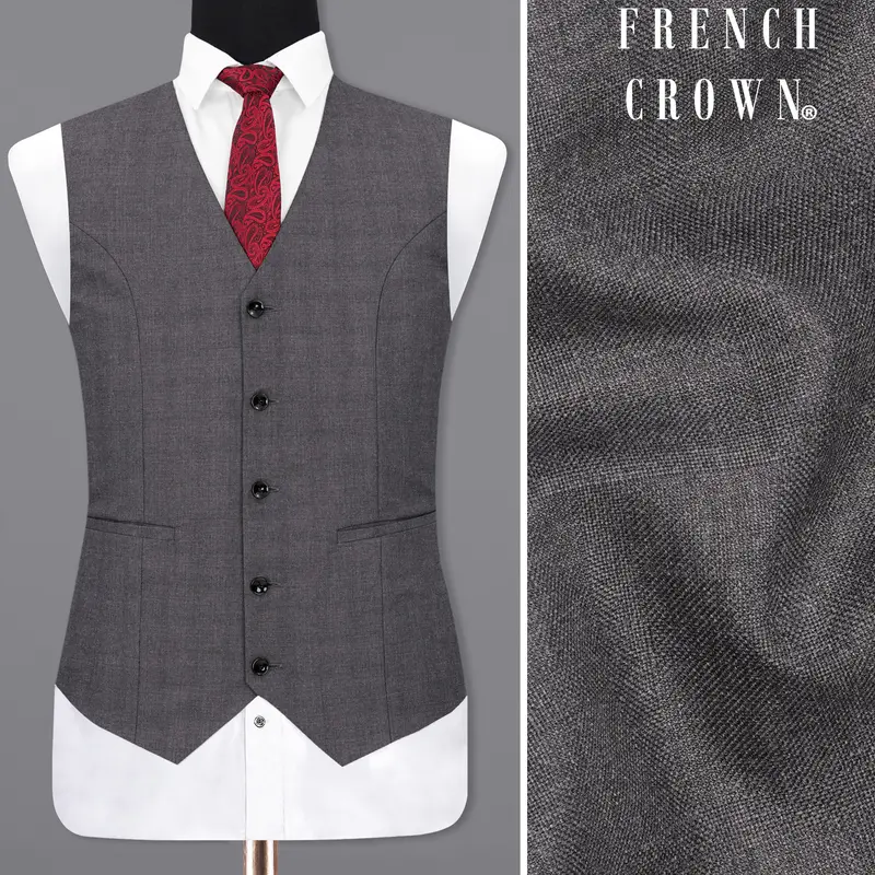 Gravel Gray Textured Waistcoat 1