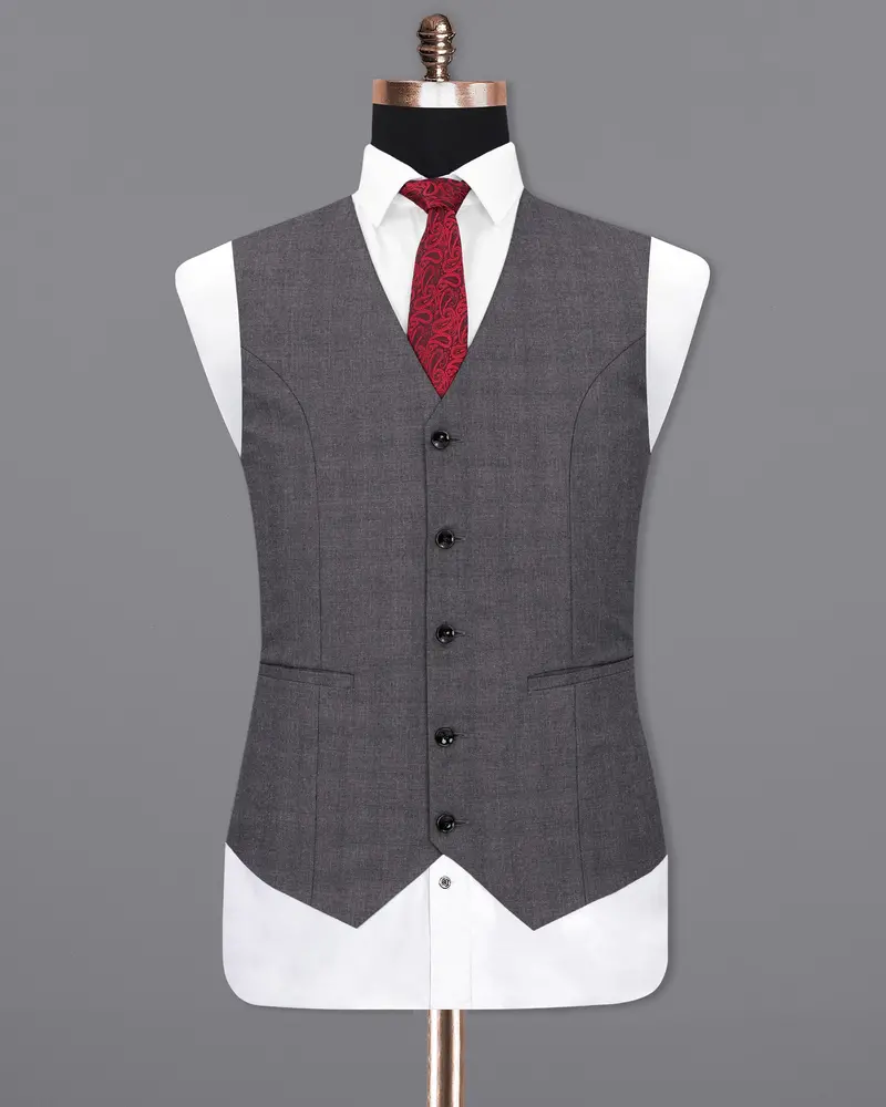 Gravel Gray Textured Waistcoat 2