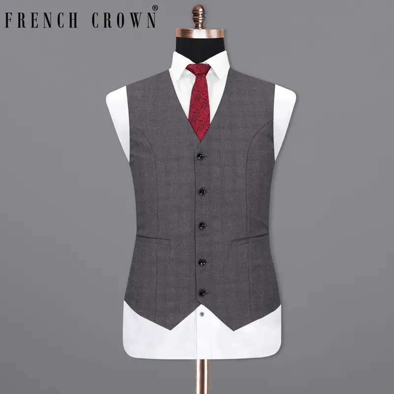Gravel Gray Textured Waistcoat 7
