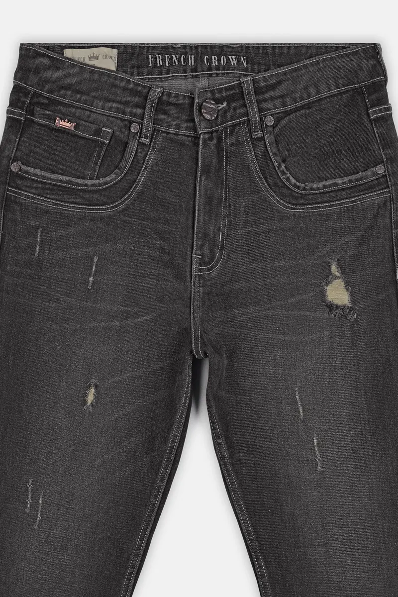 Gravel Gray Whiskering Wash Mildly Distressed Denim 4