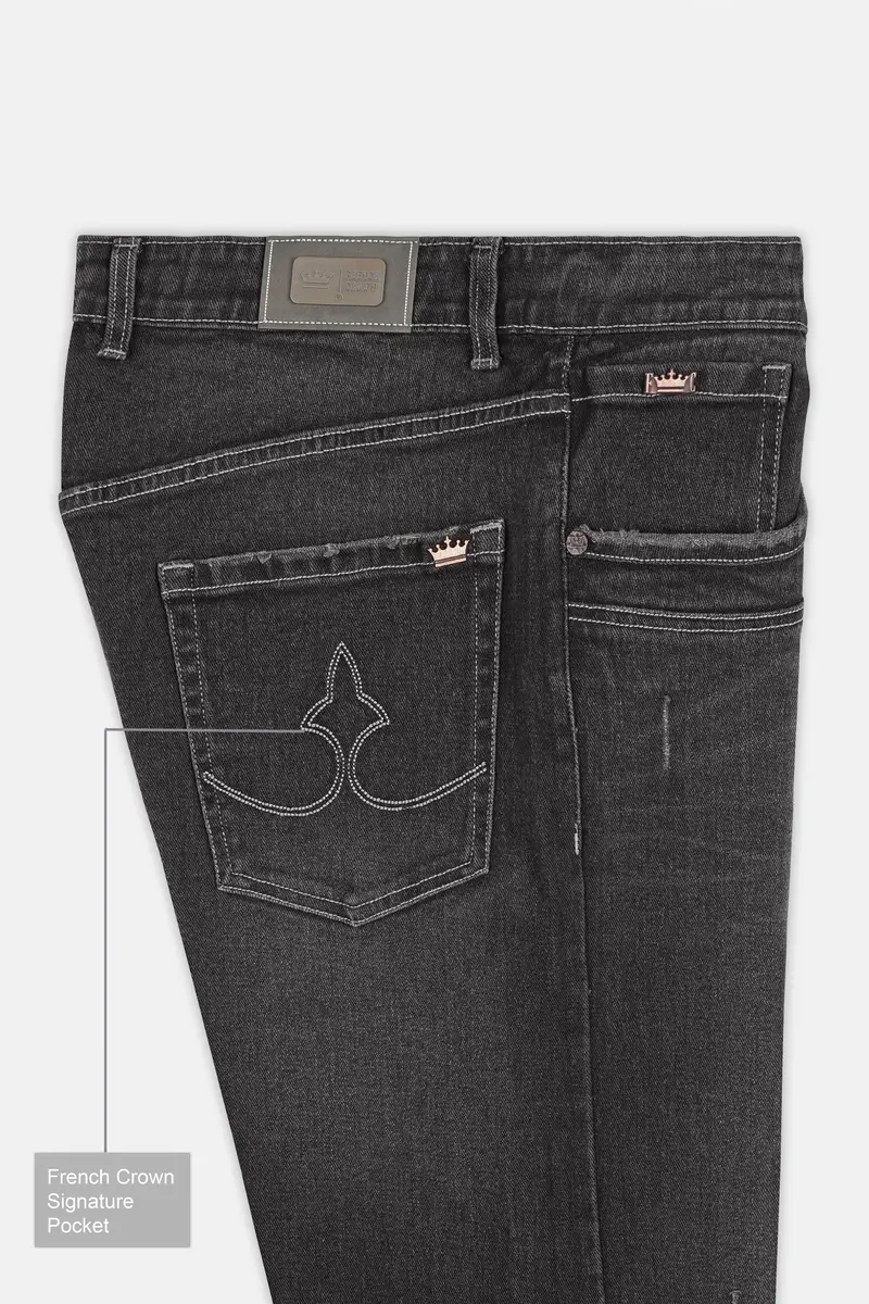 Gravel Gray Whiskering Wash Mildly Distressed Denim 7
