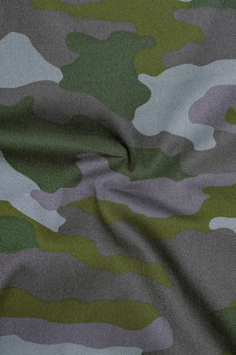 Gravel Gray With Hemlock Green Camouflage Printed Royal Oxford Shirt 3