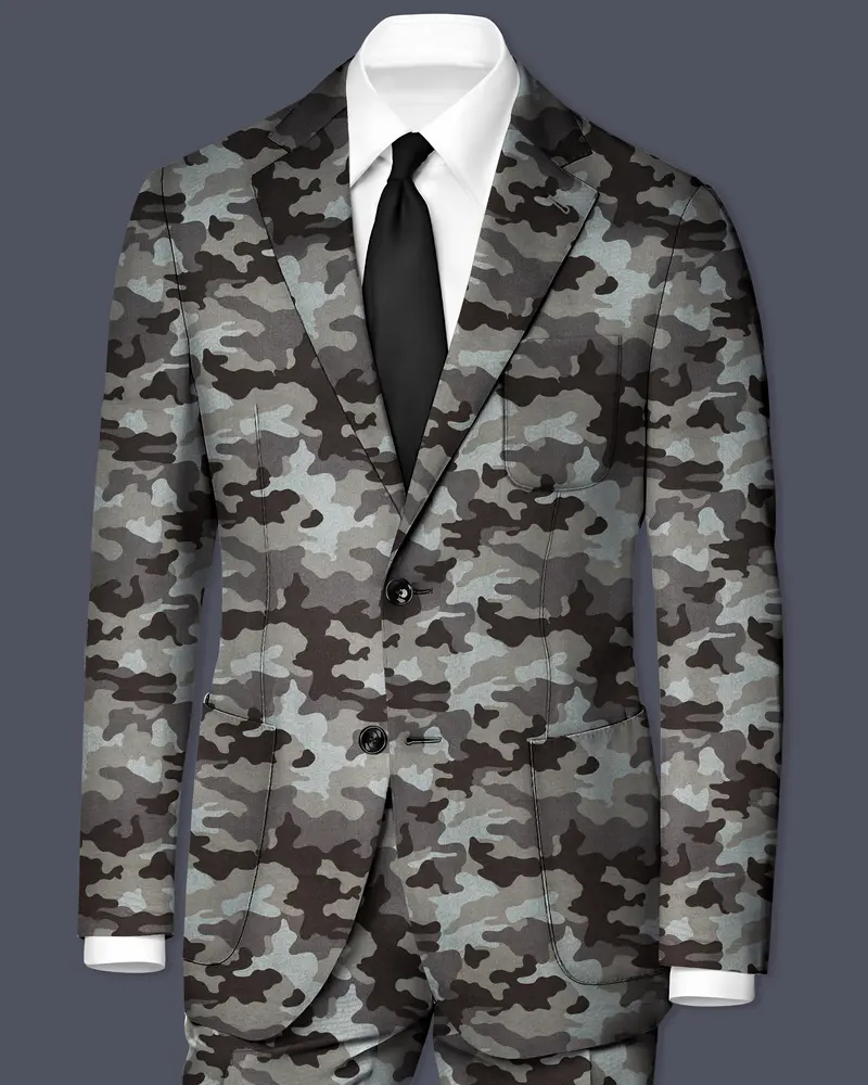 Gravel Gray With Iridium Brown Camouflage Premium Cotton Designer Sports Blazer 1