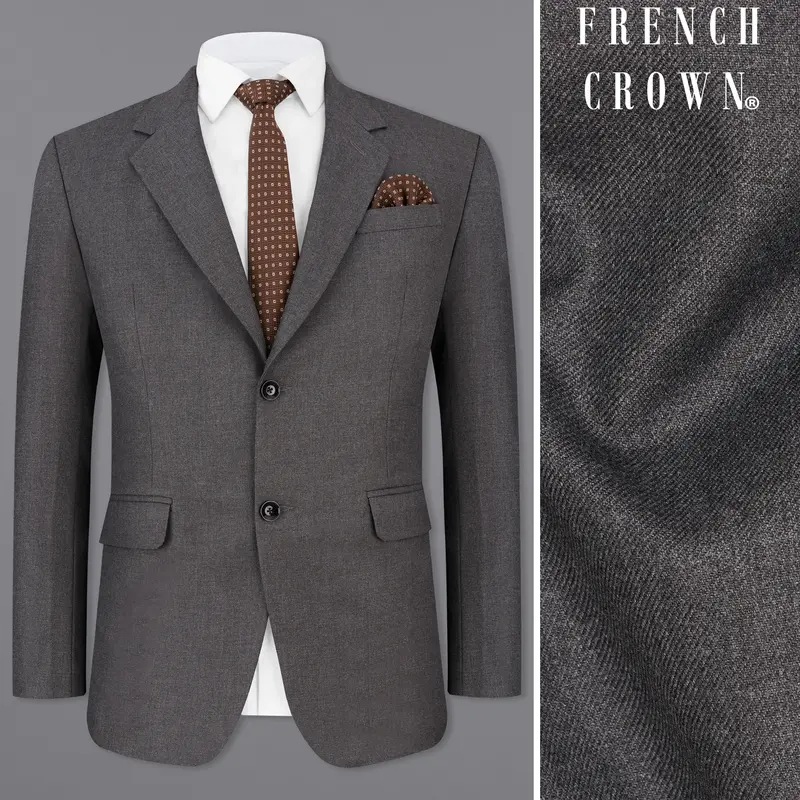 Gravel Gray Wool Rich Single Breasted Blazer 1