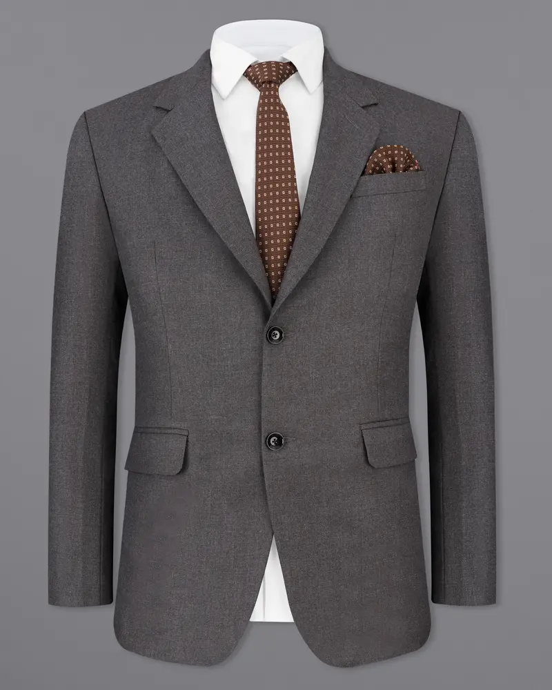 Gravel Gray Wool Rich Single Breasted Blazer 2