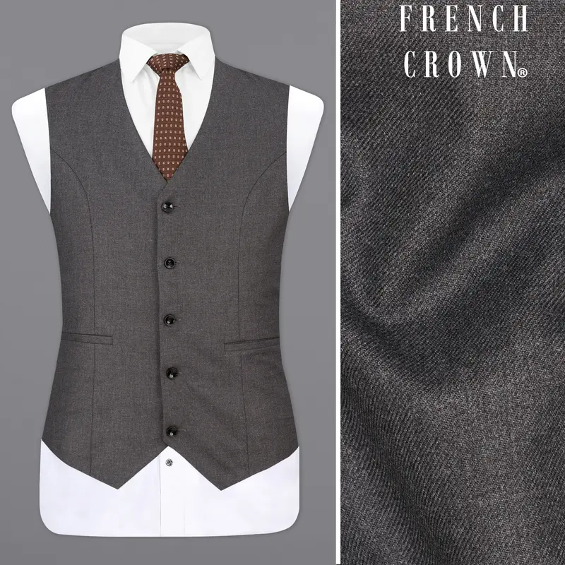 Gravel Gray Wool Rich Waistcoat 1