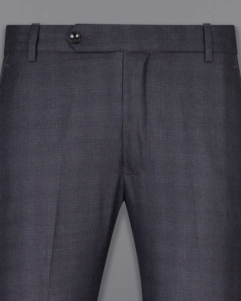 Gravel Grey Subtle Plaid Wool Rich Pant 2