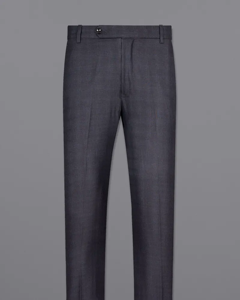 Gravel Grey Subtle Plaid Wool Rich Pant 4