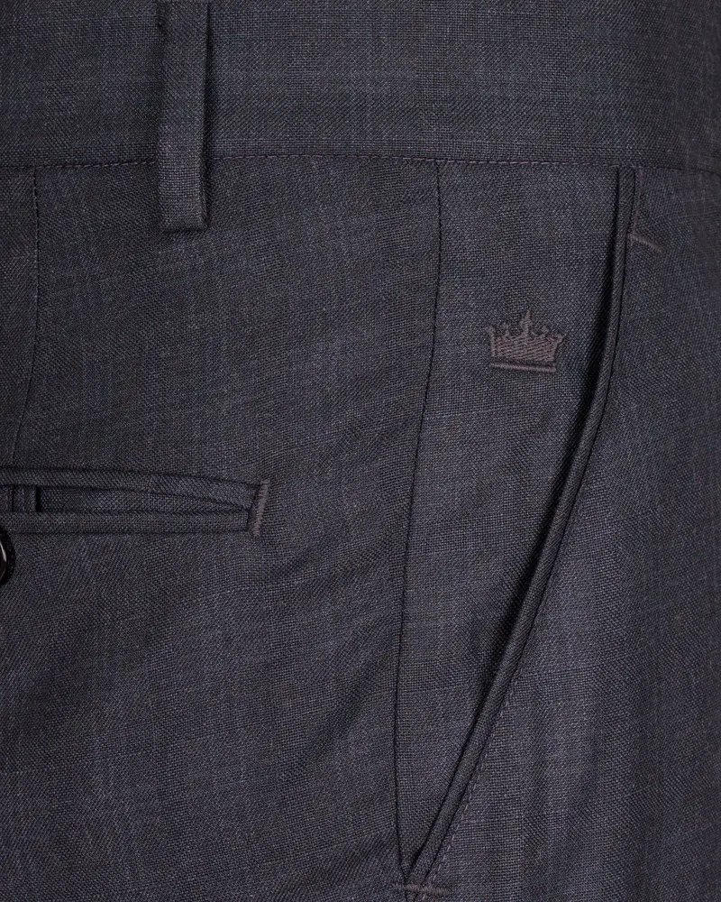 Gravel Grey Subtle Plaid Wool Rich Pant 5