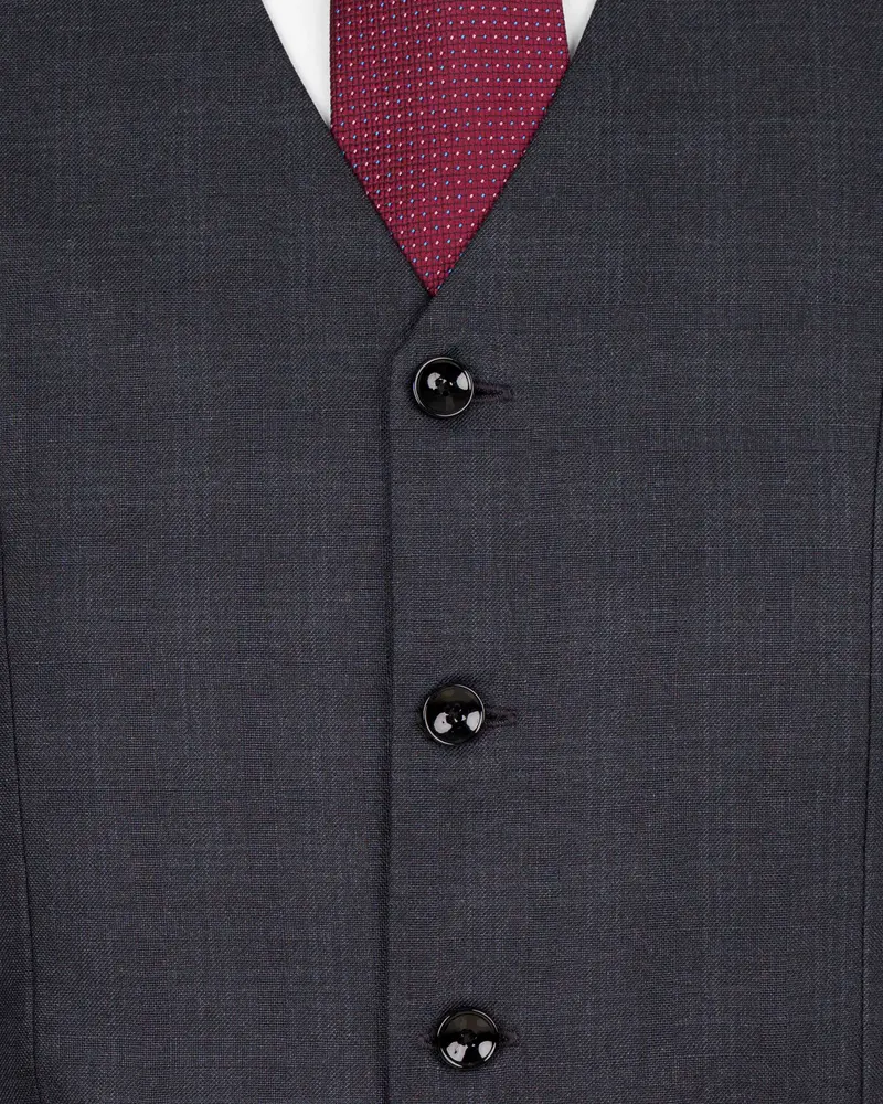 Gravel Grey Subtle Plaid Wool Rich Waistcoat 5