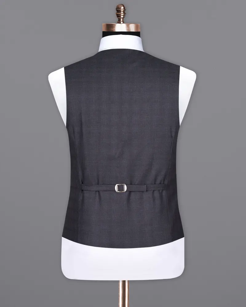 Gravel Grey Subtle Plaid Wool Rich Waistcoat 6