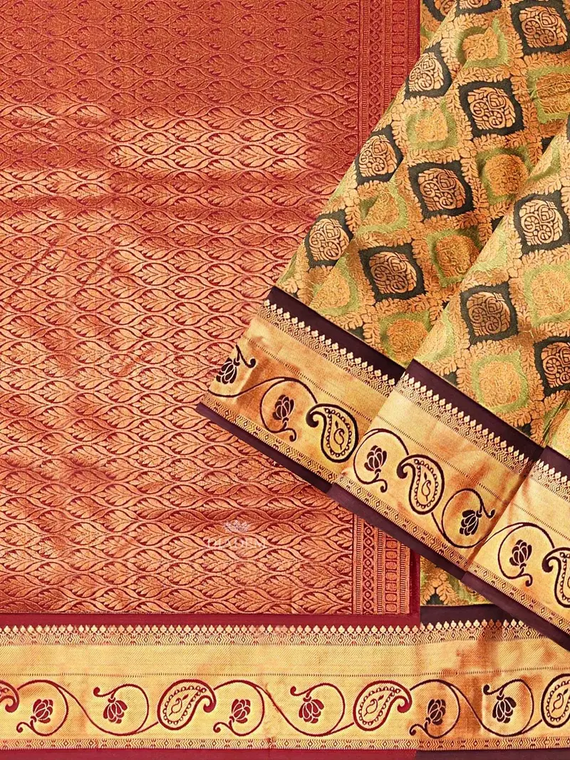 Green Art Silk Saree With Zari Butta On The Body And Contrast Zari Border 2