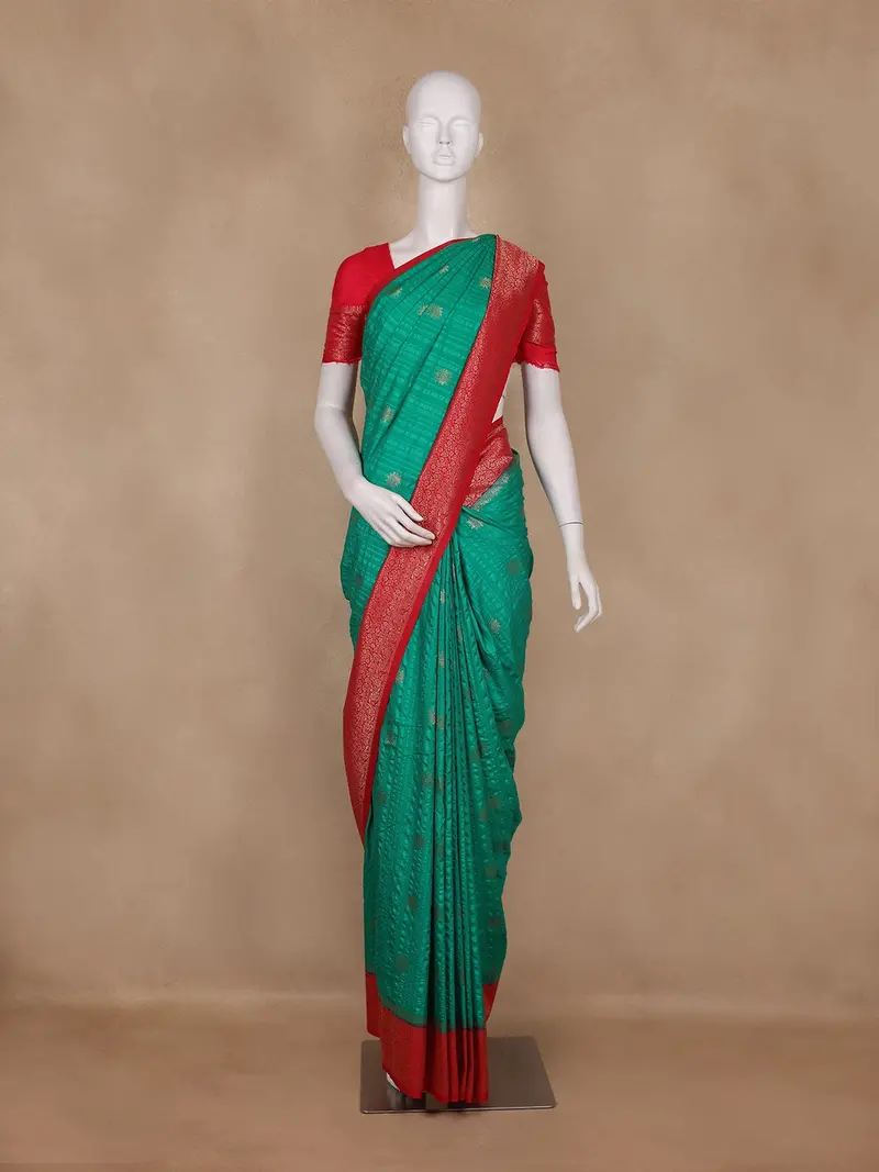 Green Butta Woven Design Banarasi Silk Saree 1