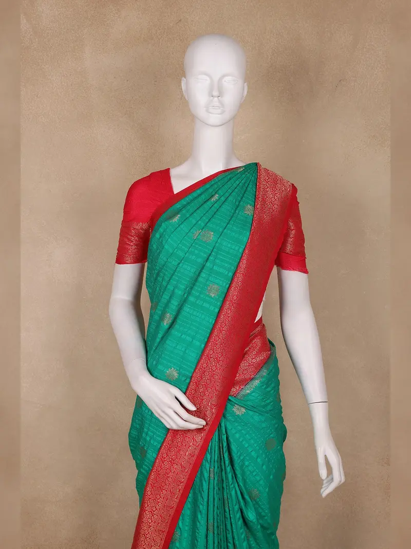 Green Butta Woven Design Banarasi Silk Saree 2