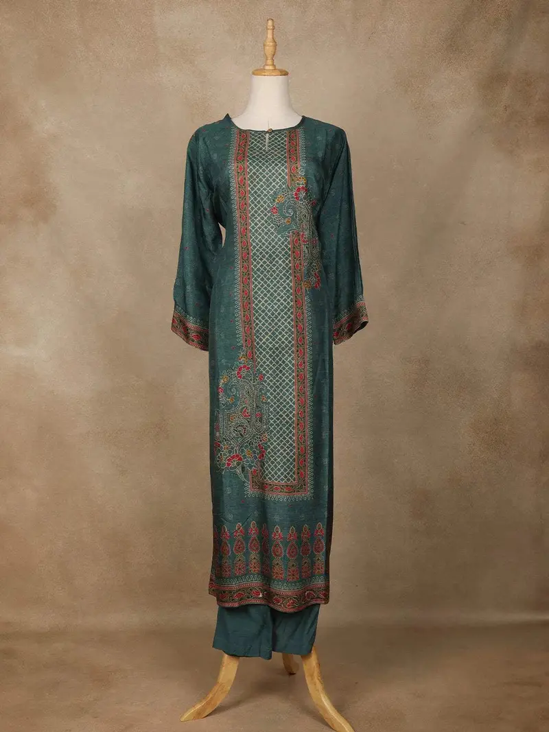 Green Chiffon Floral Designed Salwar Suit 1