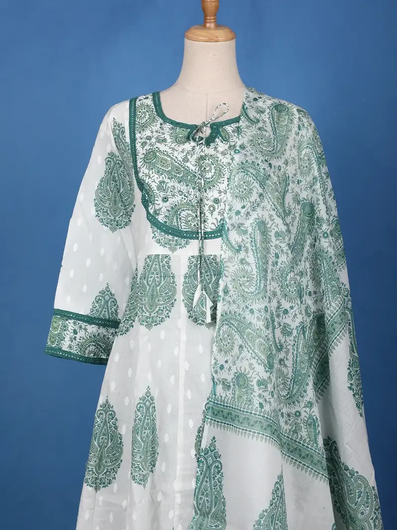 Green Floral Design Printed Cotton Salwar Suit 2