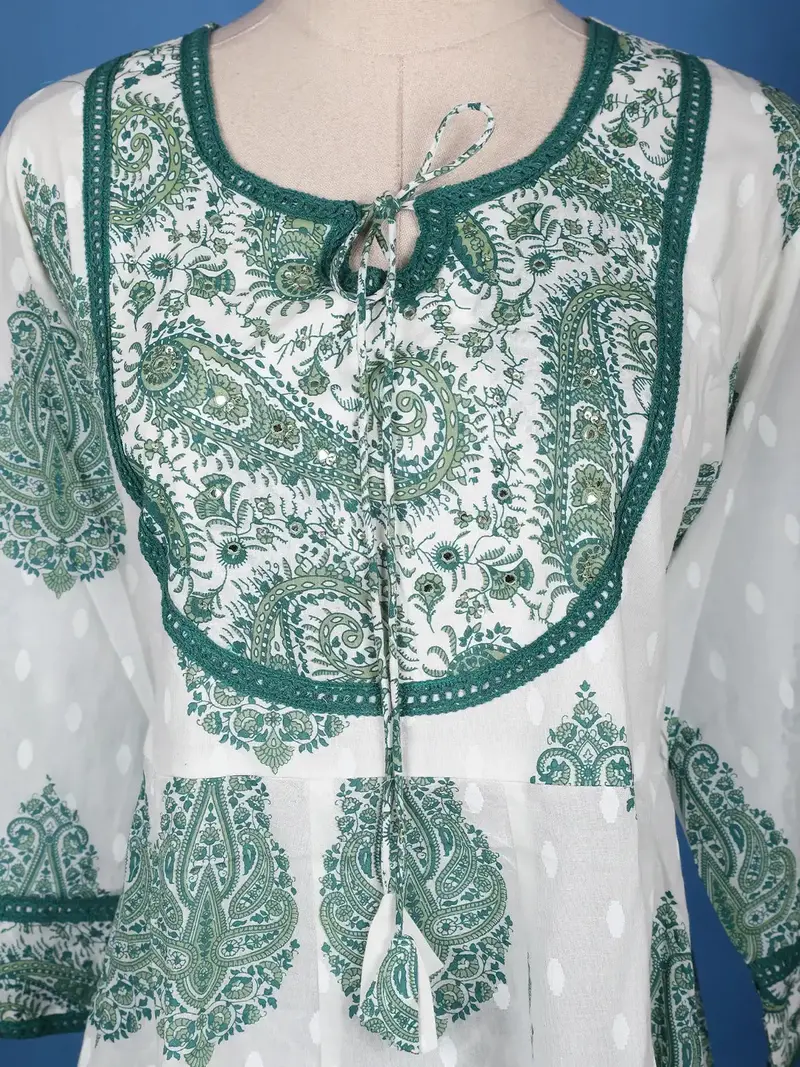 Green Floral Design Printed Cotton Salwar Suit 5