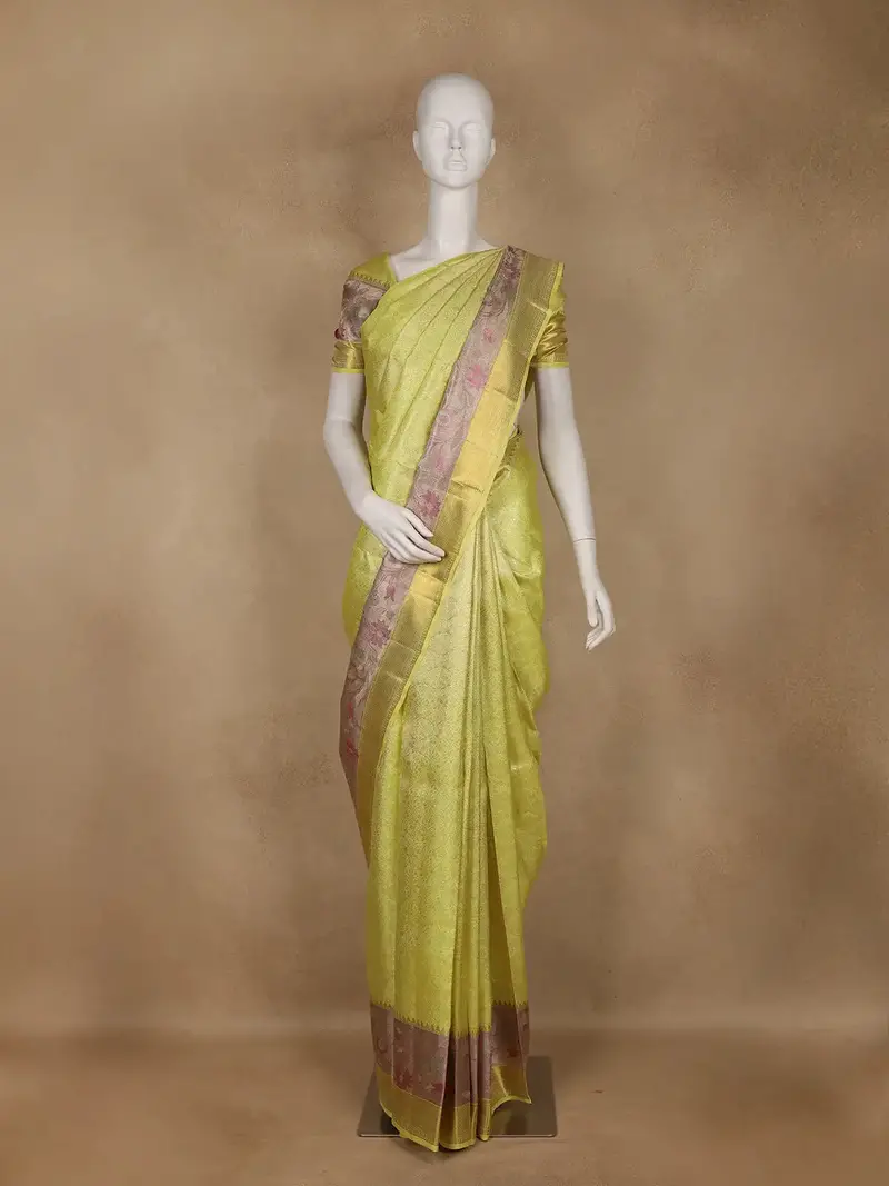 Green Floral Design Pure Kanchipuram Silk Saree 1