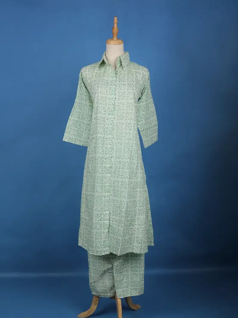 Green Floral Designed Cotton Salwar Suit 1