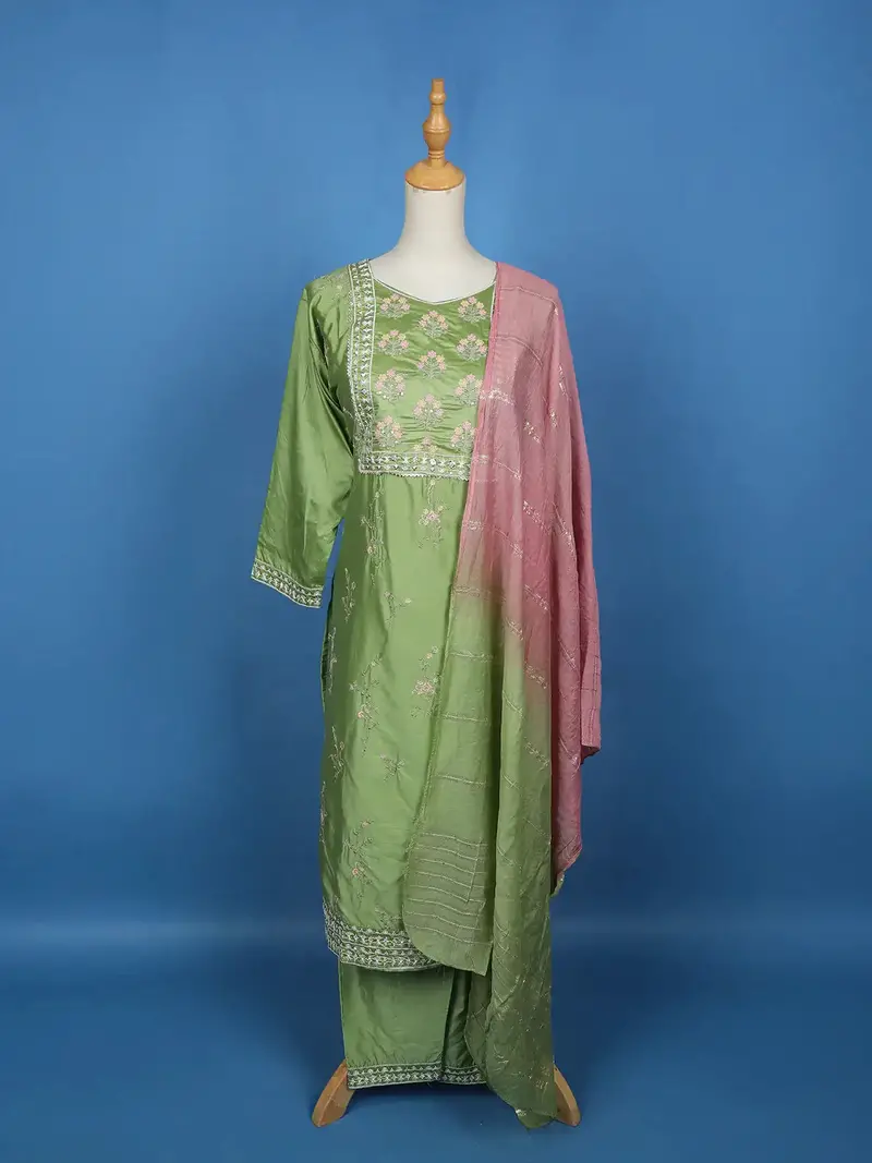 Green Floral Designed Georgette Salwar Suit 1